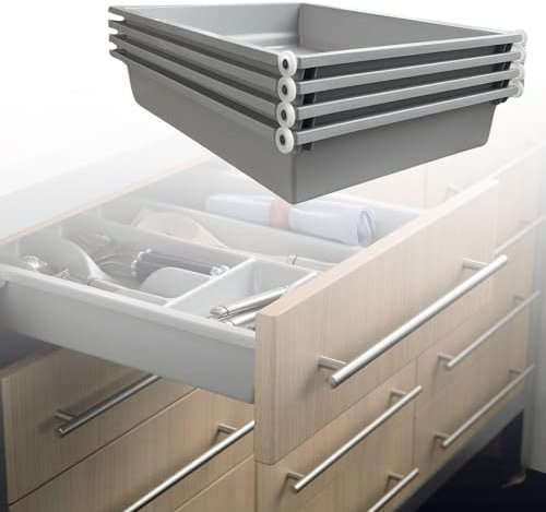 Packung mit 4 Schubladen Schubladenelement aus ABS-Kunststoff, waschbar, 100 % waschbar, vielseitig einsetzbar (L. 550 mm x T 480 mm)