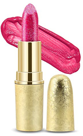 Boobeen Glitter Lippenstift Hydrating Lip Balm Sparkling Shine Lip Color Nonstick Hochpigmentierte Formel Gibt Metallic Finish Lip Make-up für Frauen und Mädchen
