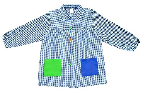 ETREXONLINE Malschürze für Kinder 6-7 Jahre in der Schule, Bastelschürze für Kinder mit Knopf, Schürze für Schule und Handwerk - Blau