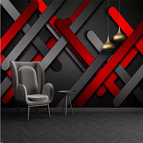 YUSENHUA Mural 3D Living Room self-Adhesive PVC Wallpaper Stereo Black and red Geometric Home Decoration Bedroom Background Wall Sticker Wall Painting Art
