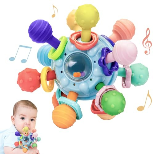Accevo Babyspielzeug 0-6 Monate, Baby Montessori Sensorisches Beißspielzeug, Neugeborenes Rassel Beißspielzeug Entwicklungsförderndes Frühpädagogisches Spielzeug für 3 6 9 12 Monate Jungen