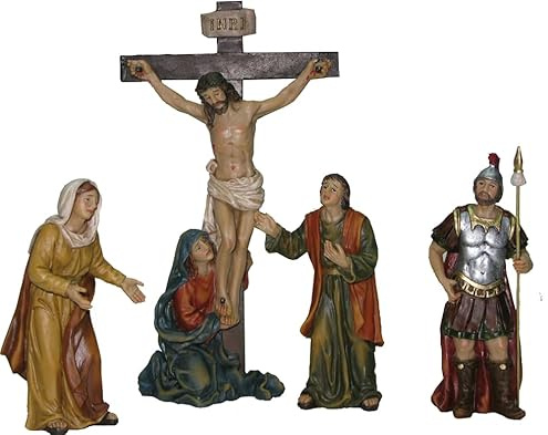 FADEDA 6X Passionsfiguren: Kreuzigung/Höhe:9 cm/handbemalt/detailgetreue Krippen Figuren - Weihnachten Tisch Dekoration Krippe Zubehör