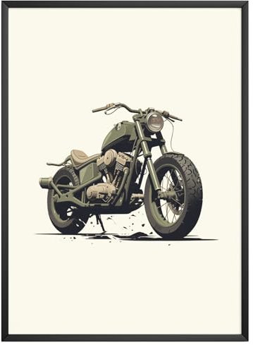 MJ-Graphics - Poster Hookie Royt - Bild mit schönem Oldtimer Motorrad | Wandbild Din A4 in Galerie Qualität dickes Posterpapier - FineArt Kunstdruck ohne Bilderrahmen