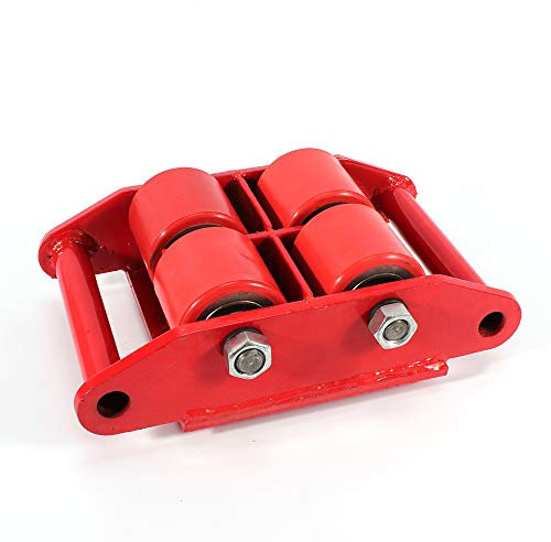 6T Panzerrollen,Schwerlast-Transportrollen aus Kohlenstoffstahl, MaschinenRoller Mover Cargo Trolley mit 360° Rotation, 4 Roller für Maschinen, Möbel und Geräte (Rot)