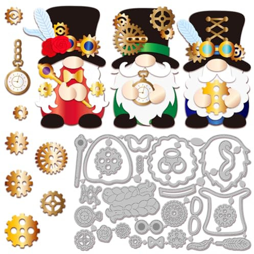 GLOBLELAND Retro Stanzformen Mit Steampunk Zwerg Ausrüstung Für Die Kartenherstellung Vintage Punk Zwerg Metall Stanzformen Stanzschablonen Schablone DIY Scrapbooking Prägung Papier Album