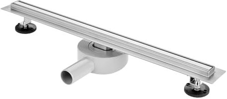 T&K Linear Shower Drain Slim 360° Rotatable 80cm Stainless Steel Floor Drain Silver, with Adjustable Feet, Hair Filter and Odor Stop Siphon Bathroom Channel Gully
