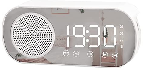 Frefgikty Réveil numérique à LED avec radio FM et haut-parleur Bluetooth, 3 niveaux de luminosité, mode de gradation, horloges snooze pour décoration