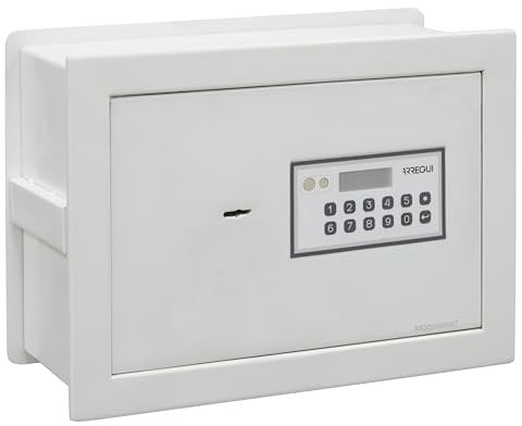 ARREGUI Magna 591020 Caja Fuerte Empotrable con Código y Llave | Caja de Doble Seguridad con Fondo Extensible para Dinero | Caja Fuerte de Pared Electrónica para Hogar u Oficina |26x36x15-25cm |14-23L