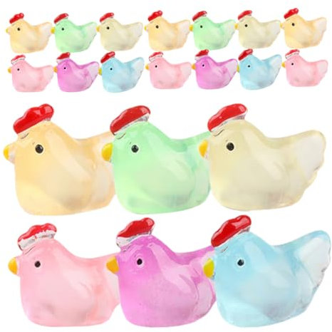 TOYANDONA 20 Piezas Modelo De Chica Mini Pollitos De Cristal Pollitos De Micro Paisaje Gallina Pequeña Estatuilla De Pollos En Miniatura Mini Figura De Pollo Sala De Juguetes Resina