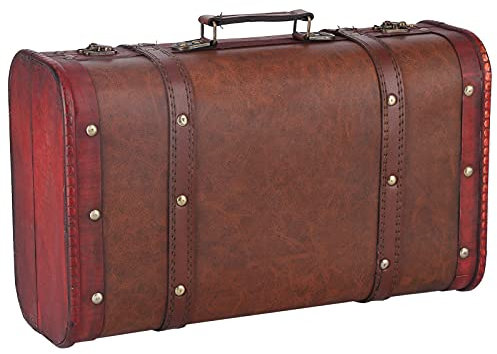 RXMORI Vintage Decorative Wooden Storage Chest, Antique Suitcase Portable Wooden Storage Chest Collection Ornaments Photography Props