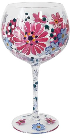 Lesser & Pavey Gerbera-Gin-Glas, schönes Geschenk für Damen und Herren, entworfen von Lynsey Johnstone, luxuriöses Weinglas für jeden Anlass