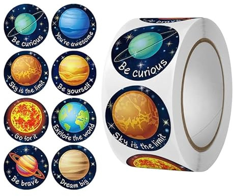 Sonnensystem-Aufkleber, rund, Planeten-Design, Etikett für Giveaways, pädagogische Lehre, Kleinunternehmen, Dessert-Verpackung, 500 Stück