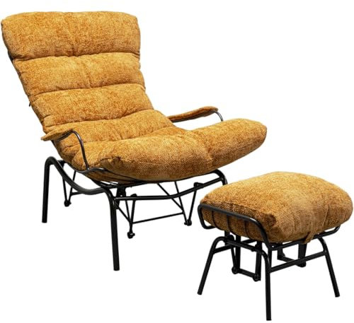 Kare Design Sessel Vienna Swing, Gelb, 40 cm Sitzhöhe, Polstersessel, inklusive Fußhocker, mit Kippfunktion, Wohnzimmer, 95x82x111 cm (H/B/T)