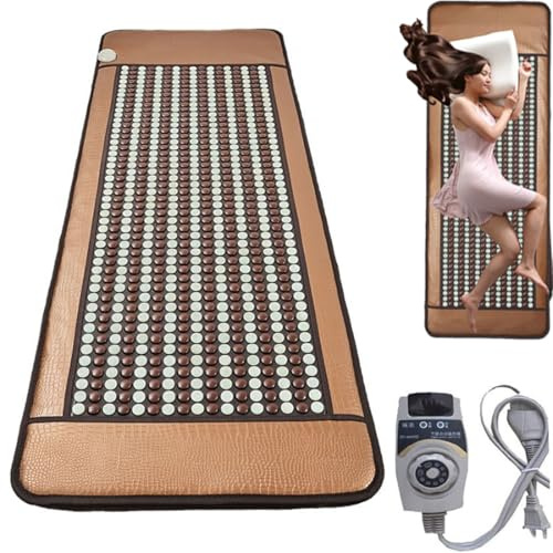 HAILMGAY Far Infrared Natural Jade And Tourmaline Heating Pad - Therapy Healing Jade Mattress for Body Discomfort - Smart Controller with Memory Function And Auto Shut Off,80x190cm