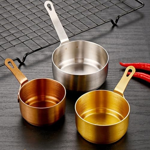 Convenient Mini Saucepan, Small Milk Pan, Stainless Steel Saucepan, with Handle and Hanging Hole, for Stoves Cooker, for Milk and Sauces (Silver M)