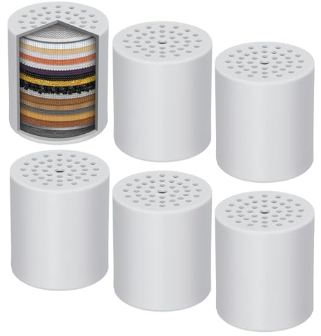 6 Pack Shower Filter Replacement Cartridge, 20 Stage for Hard Water | Universally Compatible With Any Similar Design, High Output Hard Water Filter Replacement Cartridge