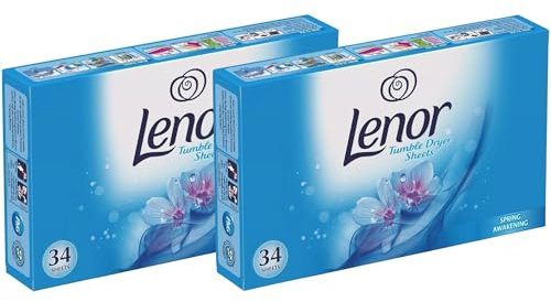 Lenor Tumble Dryer Fabric Conditioner Sheets Spring Awakening, Pack of 2 x 34 Sheets