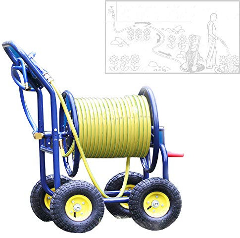 4-rädriger Gartenschlauchwagen, robuster Wasserschlauch aus Metall, industrieller Schlauchwagen, Trolley für Gartenlandschaften im Freien, fasst 150 m 1/2-Zoll-Schlauch (ohne Wasserleitungen)