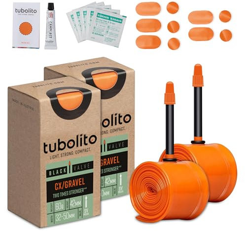 Tubolito CX/Gravel 700C x 32-50 mm, 2 Stück, 42 mm Presta-Ventil, leicht, stark und kompakt, Kompatibilität mit Felgen und Scheibenbremsen (700 x 32-50 mm, 42 mm Presta-Ventil)