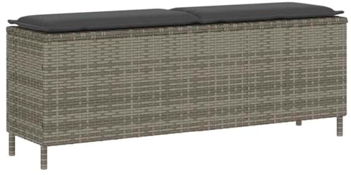 vidaXL Gartenbank mit Kissen Grau 110x30x40,5 cm Poly Rattan