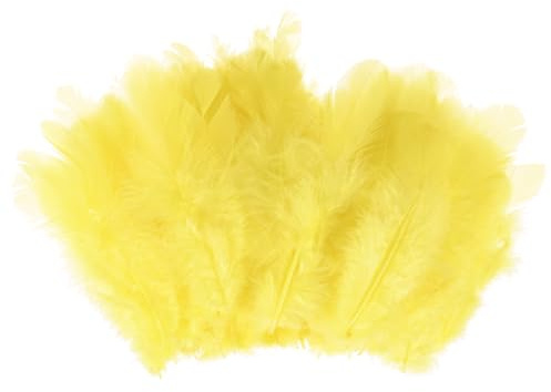 M METERXITY 100er-Pack Sattelhacken Hahn Federn, 1,6-3 Zoll / 4-8cm Bulk Natürliche Flauschige Federn für Basteln/Hochzeit/Traumfänger/DIY Handwerk Dekorationen [Gelb]