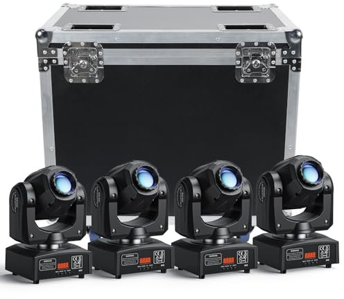 U`King UKing Cabezas Moviles LED con Flight Case 50W Luz de Escenario DMX 512 RGBW Iluminacion DJ Moving Head Foco Luces de la Etapa 9/11 Canales Luces Discoteca para KTV, Bar, Club, Fiesta, Boda