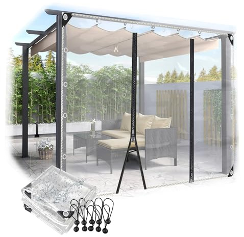 Outdoor Vorhänge Transparente Planen Seitenteile mit Reißverschluss wasserdichte Planenvorhänge, for Pergola Pavillon Terrasse(3x2.2m)
