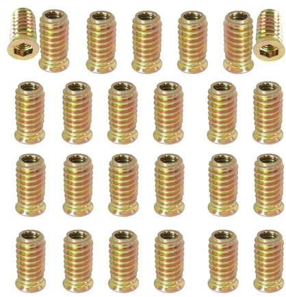 Insertos Roscados para Madera, M10 Tuercas de Inserciones de Acero al Carbono, 25 piezas Rosca Hexagonal, 25 mm / 0,98 in, Tuercas de Rosca Hexagonal Acero al Carbono para Camas y Armarios