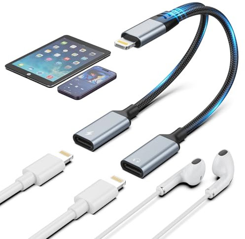 Adaptateur 2 en 1 pour iPhone vers double prise Lightning pour casque et câble de chargement, certifié Apple MFi, répartiteur de casque pour iPhone, prise en charge des appels + musique + charge