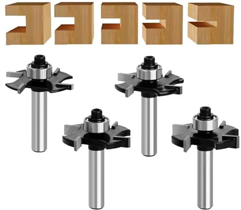 GLRYD 4 Stück Scheibennutfräser Fräser für Oberfräse 8mm Schaft, 36.7mm Schnittdurchmesser, 4-Zähne Hartmetall Klinge, Holzbearbeitung fur Präzise Nut- und Rillenfräserarbeit, L 3 /4 /5/ 6 mm