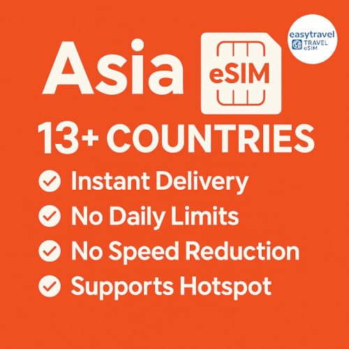 Asia eSIM 13 Paesi Hotspot dati ad alta velocità supportato e Tiktok da 3 GB a 20 GB Consegna e-mail in 15-30 giorni (5 GB per 30 giorni)
