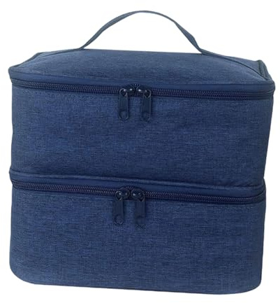 Gepolsterte Nagellack-Organizer, Tasche, doppellagig, Aufbewahrung für Flaschen, Lampen, professionell, tragbar, Tragetasche für Nägel, Werkzeug-Organizer, marineblau, Einheitsgröße