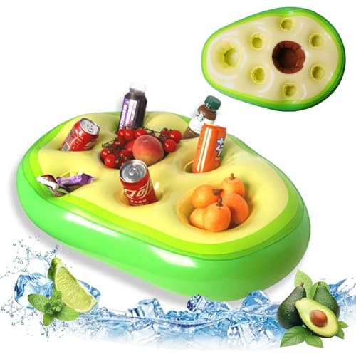 Yhjxly Obst Poolbar,Aufblasbarer Getränkehalter 2 in1 Poolbar, Große Kapazität,Schwimmender Snack- & Getränkehalter mit 8 Löchern,für Party Pool Strand Mottoparty, Flaschenhalter Sommer Schwimmbad