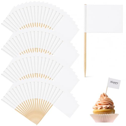 100PCS Blank Toothpick Flags, Mini Food Labels for Buffets Blank Toothpick Flag Cheese Markers White Party Food Labels to Write on DIY Cocktail Stick Flag for Charcuterie Sandwich Cupcake Toppers