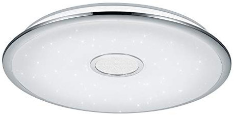 Trio Leuchten LED Deckenleuchte Osaka 678710006, Chrom, Acryl weiß mit Star Light Effekt, 100 Watt, Fernbedienung Helligkeit und Lichtfarbe einstellbar, Nachtlicht Funktion