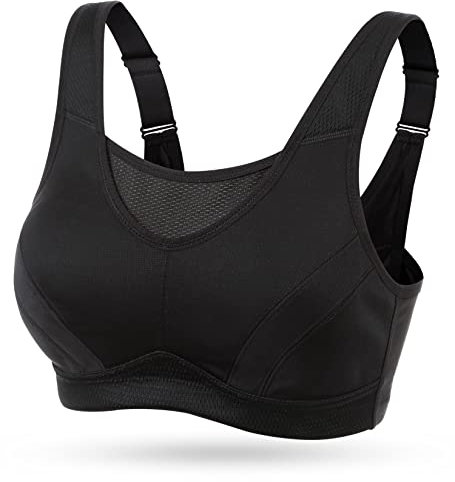 Wingslove Damen Sport BH ohne Bügel Nicht Gepolstert High Impact Bustier Halt Joggen BH (Schwarz 48C)