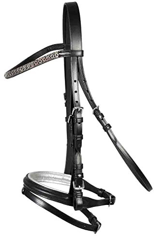 PFIFF 102708 Trensenzaum 'Larea', schwarz-silberfarben Cob