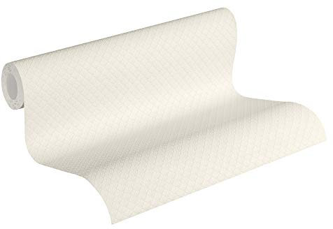 Livingwalls Jette Vliestapete Tapete Uni grafisch 10,05 m x 0,53 m creme weiß Made in Germany 373641 37364-1