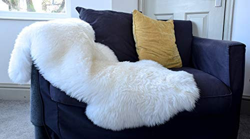 Roberts Rugs 100% Natural Genuine Lambskin Rug Soft Wool, Natural White/Cream