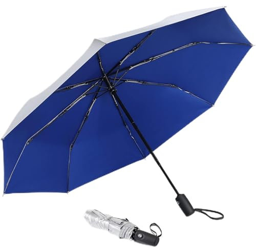 G4Free UPF 50+ UV Protection 46 Inch Lightweight Compact Umbrella Windproof Silver Coating Auto Open Close Sun Umbrella