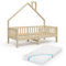 VitaliSpa Hausbett Noemi, Naturholz, 80x160 cm mit Matratze