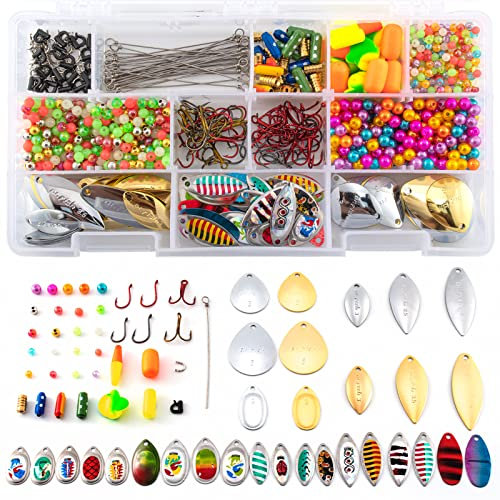 Dr.Fish 1310 Teile Spinner Making Kit Köderherstellung Zubehör Zander Rig Spinner Klingen Köderkörper Posen Spinnerbait Schäfte Zubehör Süßwasser Barsch Materialien