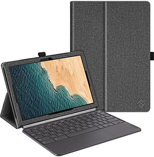 FINTIE Custodia Cover per Lenovo Chromebook Duet Tablet 10.1 Pollici CT-X636 - Slim Fit Folio Case Cover con Auto Sveglia/Sonno, Compatibile con Tastiera Type, Grigio