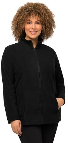 Ulla Popken Damen Fleecejacke, Baukastensystem, Innenjacke, Stehkragen Sweatjacken, Schwarz, 58-60 EU