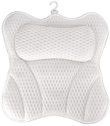 LANTRO JS Oreiller de bain en fibre de polyester Tissu en maille 4D Oreiller de spa confortable avec un crochet pour baignoire