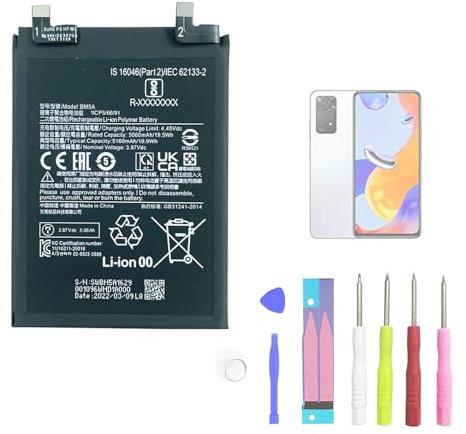 Aousavo Batterie de Rechange BM5A Compatible avec Xiaomi Redmi Note 11 Pro avec kit d'outils Gratuit