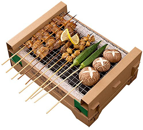 Gril jetable, gril à charbon de bois jetable, ensemble de gril extérieur recyclable portable pour la fête de camping, dure 2 heures