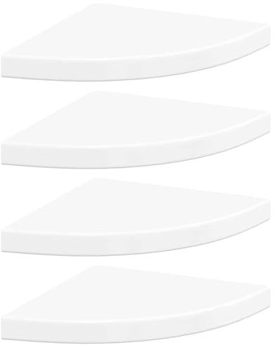 vidaXL Corner Shelf | Set of 4 | High gloss white | Honeycomb MDF, metal
