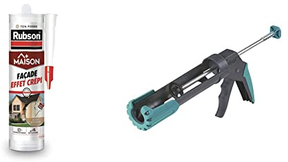 Rubson Maison Mastic Façade Effet Crépi, mastic acrylique pour joint, 280 ml & wolfcraft 4352000 Pistolet à Cartouche Mécanique MG 200 ERGO - 310 ml - Stop Goutte Automatique