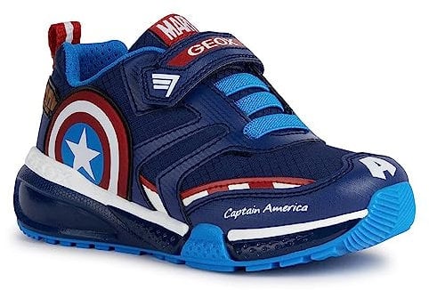 Geox J BAYONYC Boy Sneaker, Navy/RED, 38 EU